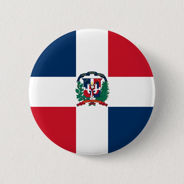 Badge Rond 5 Cm Bouton de drapeau de la République Dominicaine (Devant)