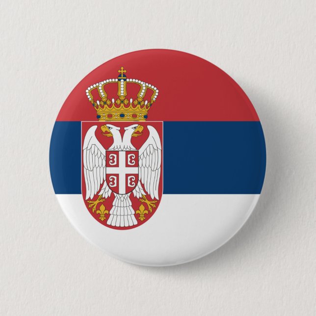 Badge Rond 5 Cm Bouton de drapeau de la Serbie (Devant)