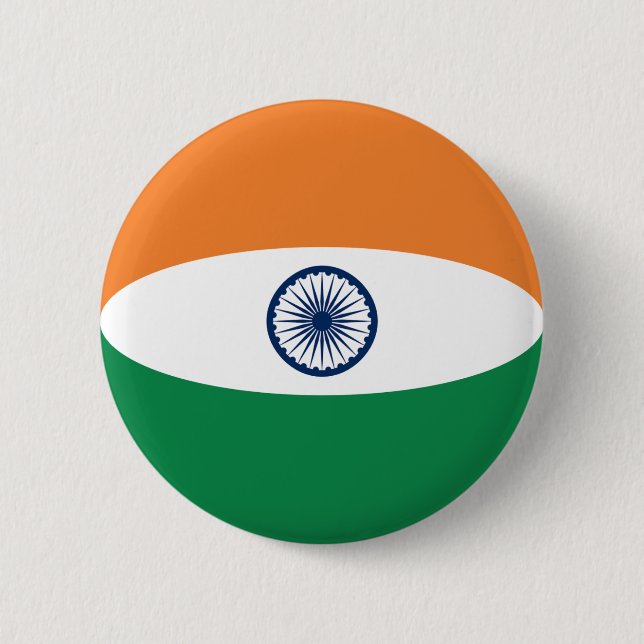 Badge Rond 5 Cm Bouton de drapeau de l'Inde Fisheye (Devant)
