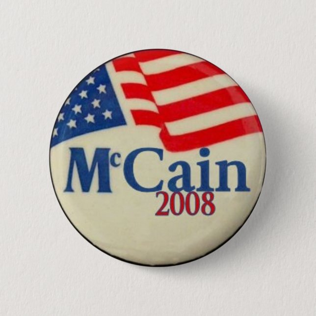 Badge Rond 5 Cm Bouton de drapeau de McCain 2008 (Devant)