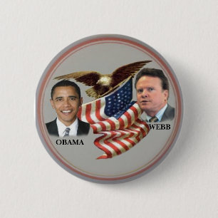 Badge Rond 5 Cm Bouton de drapeau d'Obama/Webb Eagle