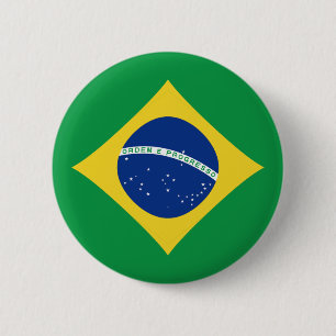 Badge Rond 5 Cm Bouton de drapeau du Brésil Fisheye