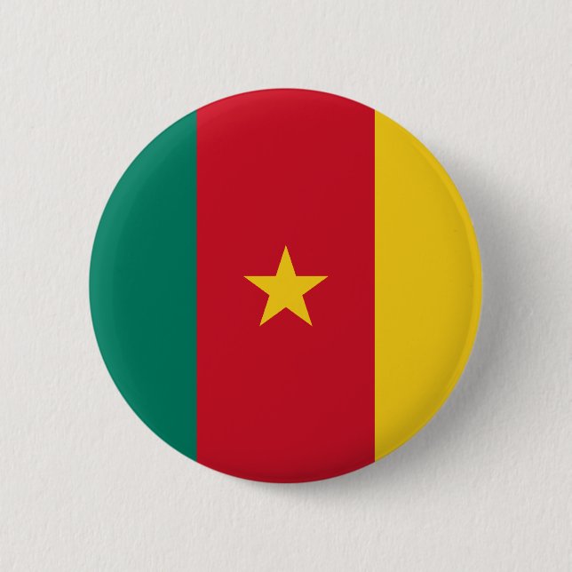 Badge Rond 5 Cm Bouton de drapeau du Cameroun (Devant)