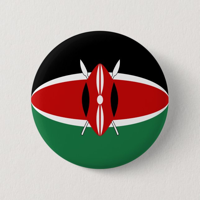 Badge Rond 5 Cm Bouton de drapeau du Kenya Fisheye (Devant)