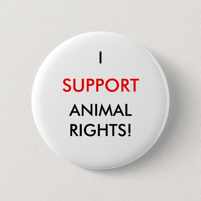 Badge Rond 5 Cm Bouton de droits des animaux, blanc (Devant)