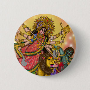Badge Rond 5 Cm Bouton de Durga tuant Mahishasura