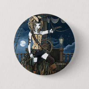 Badge Rond 5 Cm Bouton de Fae de lune de bateau de pirate de ciel