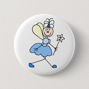 Badge Rond 5 Cm Bouton de fée d'ange bleu