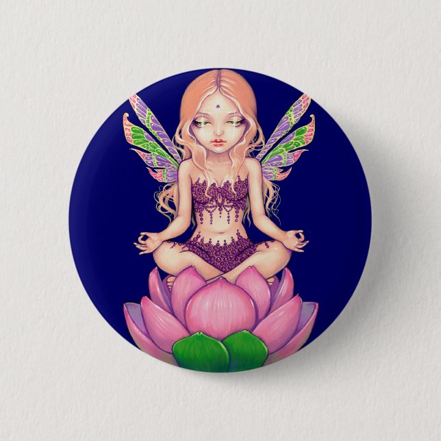 Badge Rond 5 Cm Bouton "de fée de Lotus" (Devant)