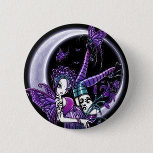 Badge Rond 5 Cm Bouton de fée de lune de papillon d'arc-en-ciel d