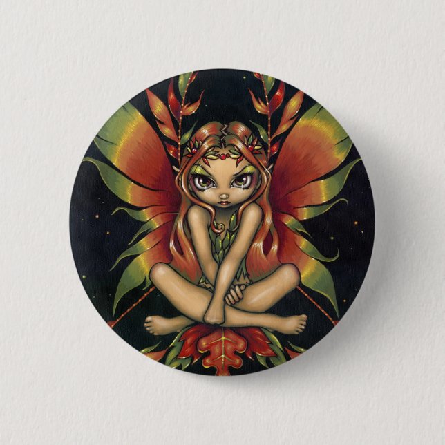 Badge Rond 5 Cm Bouton "de fée de nuit d'automne" (Devant)