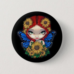 Badge Rond 5 Cm Bouton "de fée de tournesol"