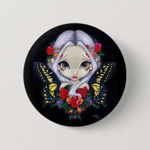 Badge Rond 5 Cm Bouton "de fée d'Impatiens"