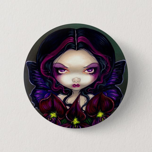 Badge Rond 5 Cm Bouton "de fée noire d'orchidée" (Devant)