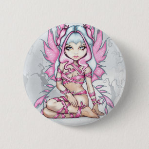 Badge Rond 5 Cm Bouton "de fée rose de ruban"
