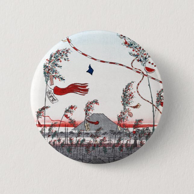 Badge Rond 5 Cm Bouton de festival de Tanabata (Devant)