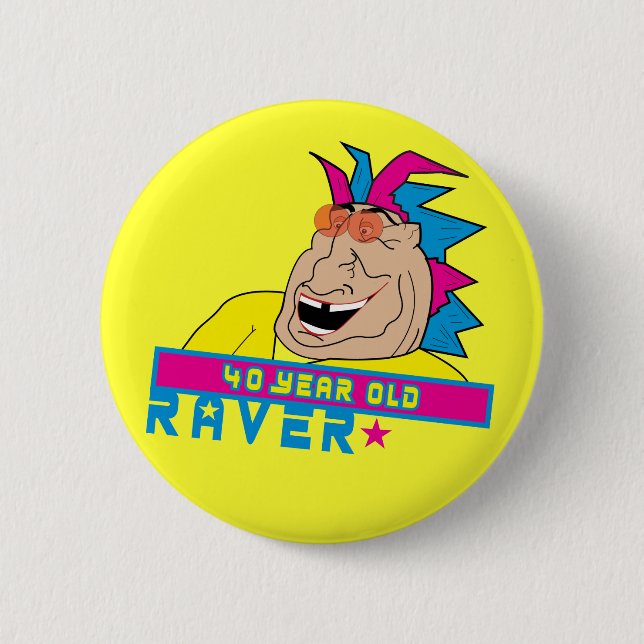 Badge Rond 5 Cm Bouton de fêtard de 40 ans (Devant)