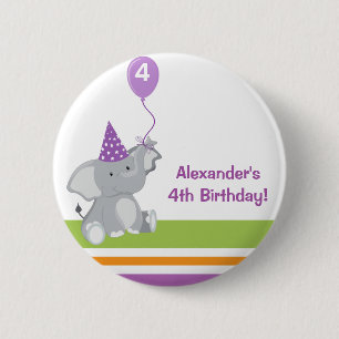 Badge Rond 5 Cm Bouton de fête d'anniversaire de l'éléphant et 