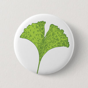 Badge Rond 5 Cm Bouton de feuille de Ginkgo