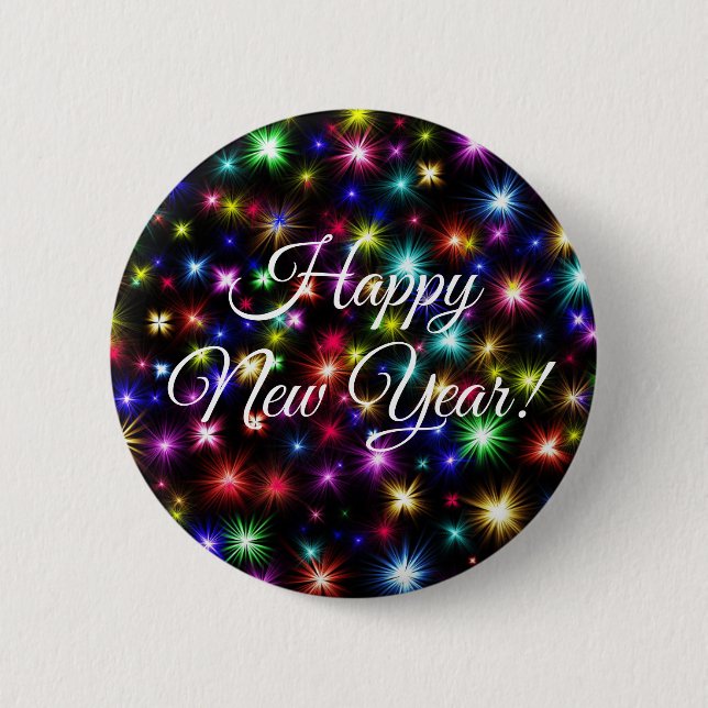 Badge Rond 5 Cm Bouton de feux d'artifice de bonne année (Devant)
