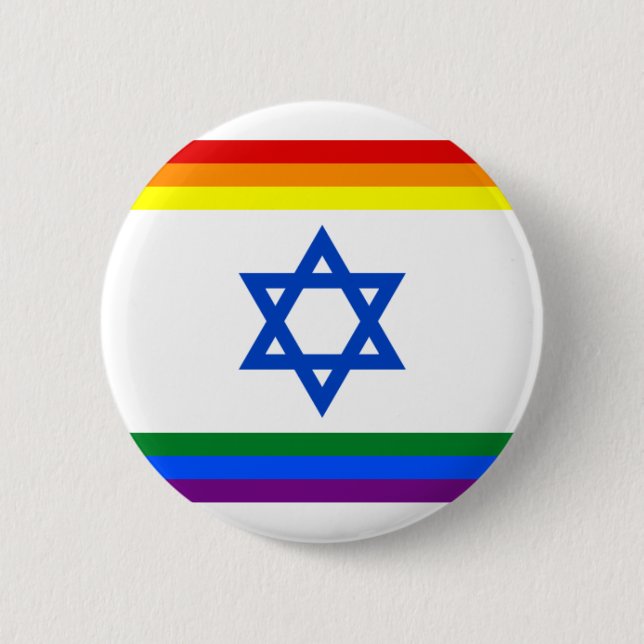 Badge Rond 5 Cm Bouton de fierté de l'Israël LGBT (Devant)