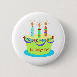 Badge Rond 5 Cm Bouton de fille d'anniversaire
