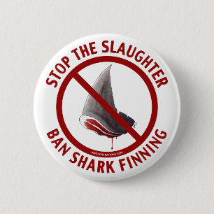 Badge Rond 5 Cm Bouton de Finning de requin d'interdiction