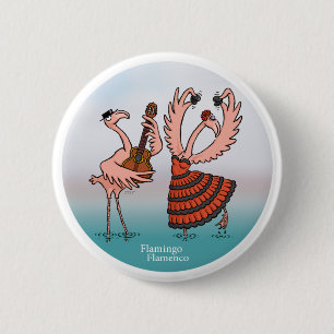 Badge Rond 5 Cm Bouton de flamenco de Flamant rose