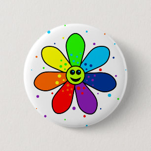 Badge Rond 5 Cm Bouton de fleur d'arc-en-ciel