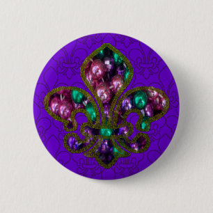 Badge Rond 5 Cm Bouton de Fleur de Lis
