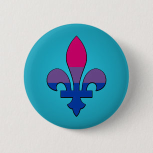 Badge Rond 5 Cm Bouton de fleur-De-lis de fierté de bisexualité