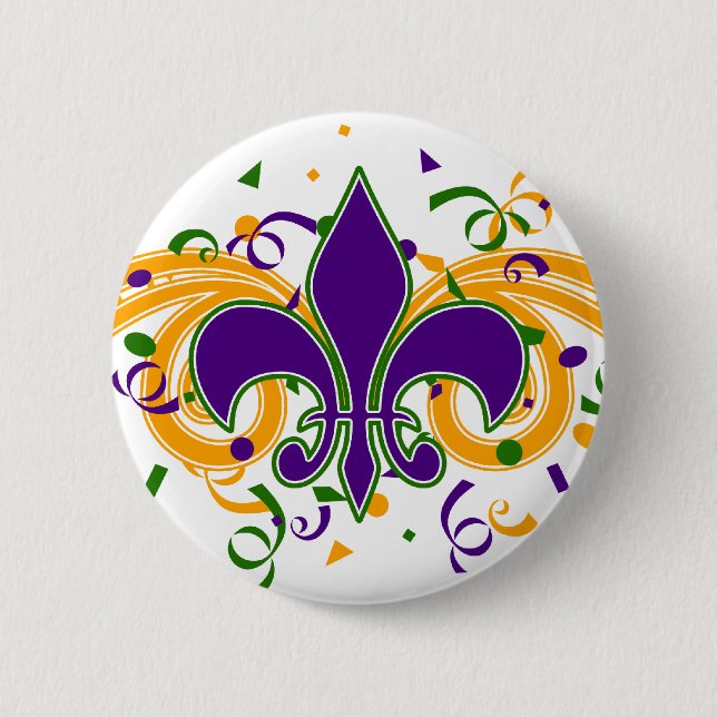 Badge Rond 5 Cm Bouton de Fleur-De-Lis de mardi gras (Devant)