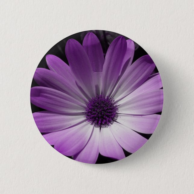 Badge Rond 5 Cm Bouton de fleur de marguerite violette (Devant)
