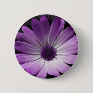 Badge Rond 5 Cm Bouton de fleur de marguerite violette