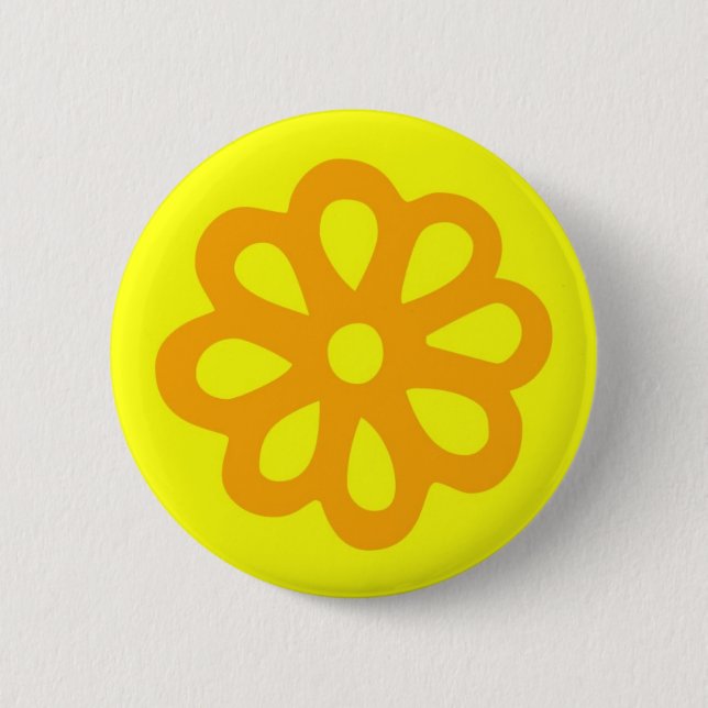 Badge Rond 5 Cm bouton de fleur des années 60 (Devant)
