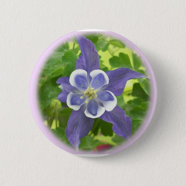 Badge Rond 5 Cm Bouton de fleurs de colonne d'Aquilegia (Devant)