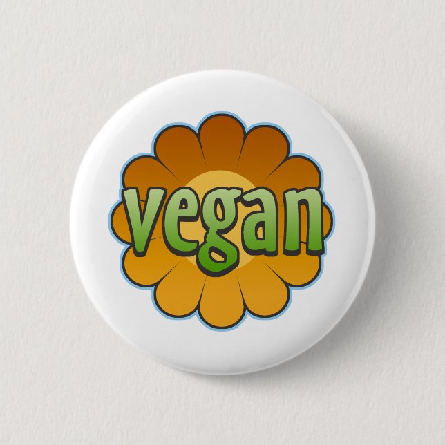 Badge Rond 5 Cm Bouton de fleurs de Vegan (Devant)