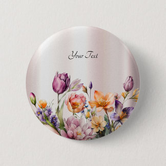 Badge Rond 5 Cm Bouton de fleurs printanières colorées
