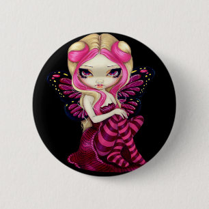 Badge Rond 5 Cm Bouton "de foudre rose"