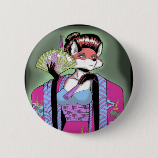 Badge Rond 5 Cm Bouton de Fox de geisha