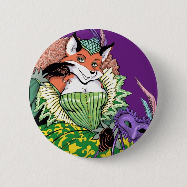 Badge Rond 5 Cm Bouton de Fox de mascarade (Devant)