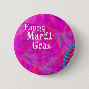 Badge Rond 5 Cm Bouton de fractales de mardi gras