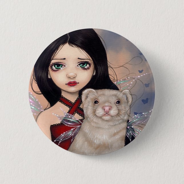 Badge Rond 5 Cm Bouton "de furet à ailes" (Devant)