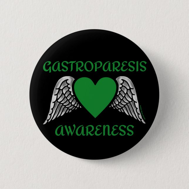 Badge Rond 5 Cm Bouton de gastroparésie Cœur/Ailes... (Devant)