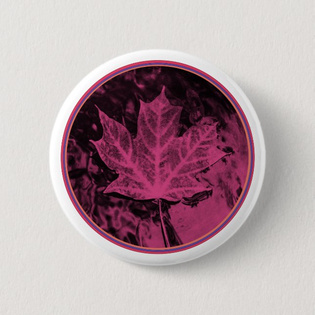 Badge Rond 5 Cm Bouton de gauche Feuille rose (Devant)