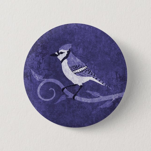Badge Rond 5 Cm Bouton de geai bleu (Devant)