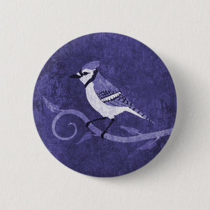 Badge Rond 5 Cm Bouton de geai bleu