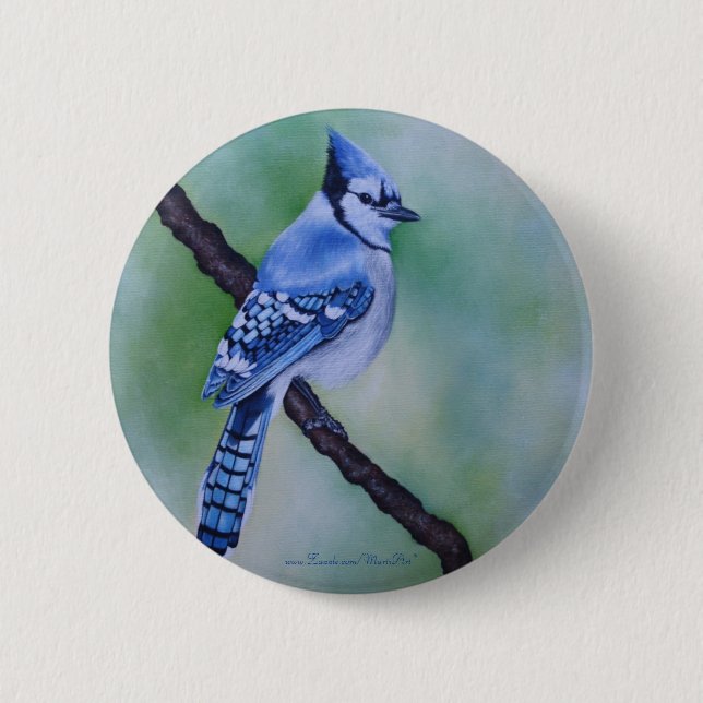Badge Rond 5 Cm Bouton de geai bleu (Devant)