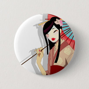 Badge Rond 5 Cm Bouton de geisha de Yume
