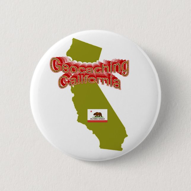 Badge Rond 5 Cm Bouton de Geocaching la Californie (Devant)